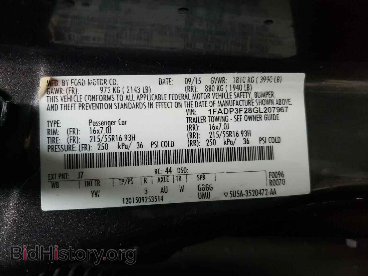 2016 FORD FOCUS - VIN: 1FADP3F28GL207967 - Фото 10