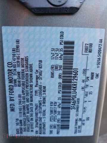 2019 FORD FUSION - VIN: 3FA6P0LU4KR129601 - Фото 10
