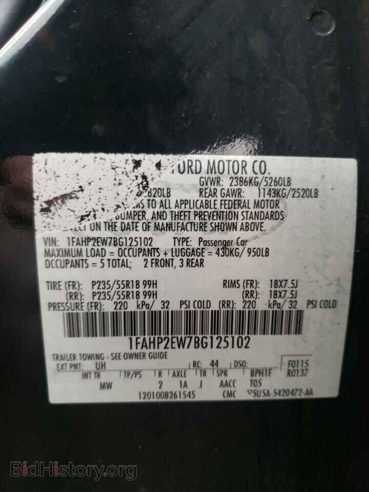 2011 FORD TAURUS - VIN: 1FAHP2EW7BG125102 - Фото 10