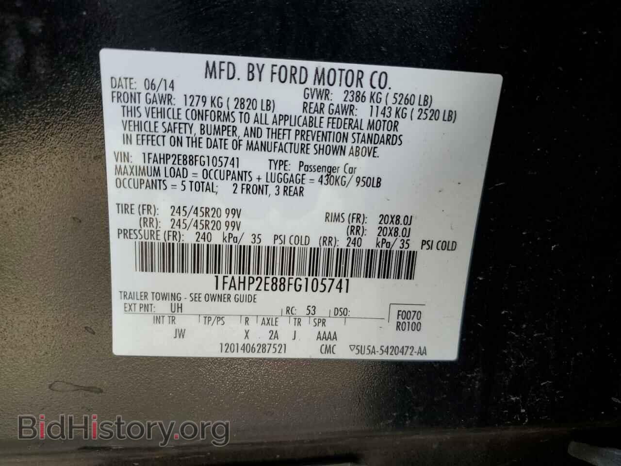 2015 FORD TAURUS - VIN: 1FAHP2E88FG105741 - Фото 12