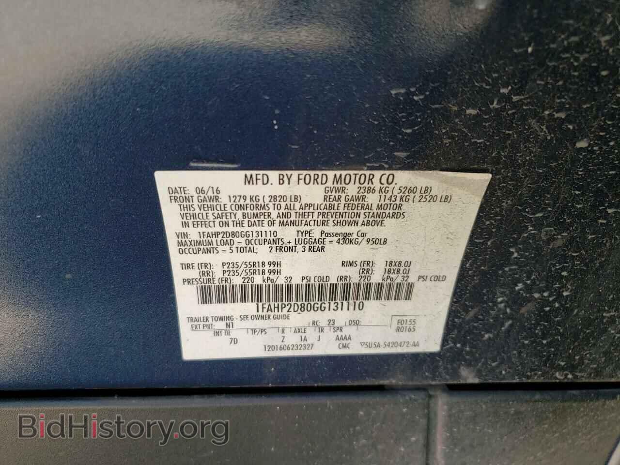 2016 FORD TAURUS - VIN: 1FAHP2D80GG131110 - Фото 10