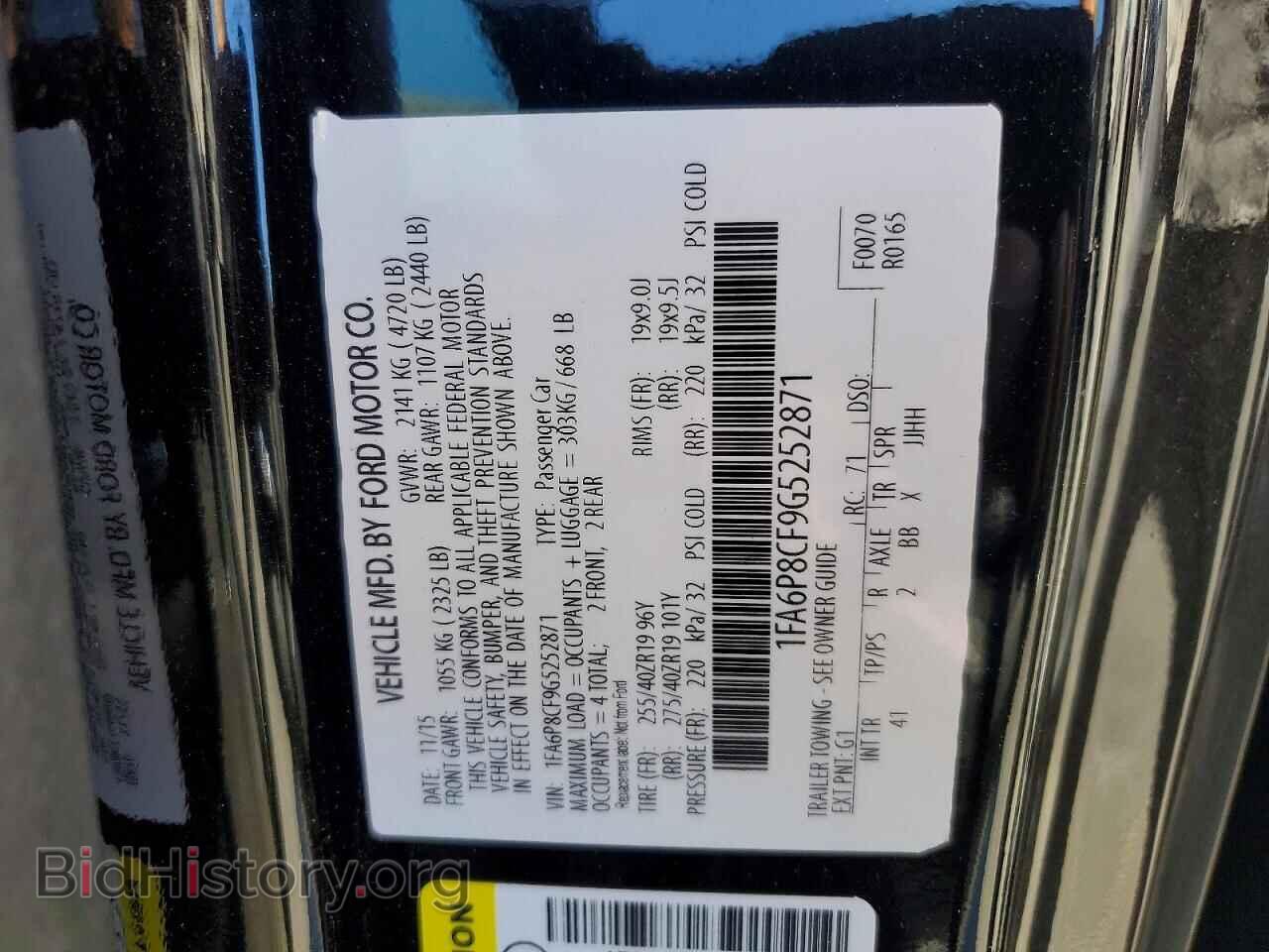 2016 FORD MUSTANG - VIN: 1FA6P8CF9G5252871 - Photo 13