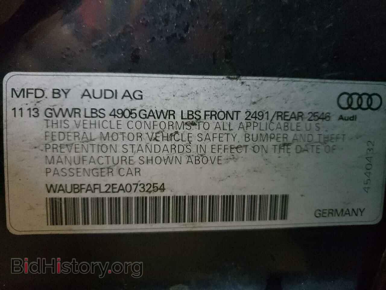 2014 AUDI A4 - VIN: WAUBFAFL2EA073254 - Фото 10