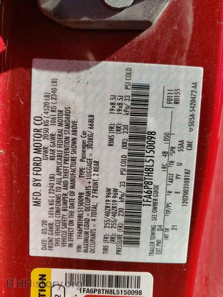 2020 FORD ALL Models - VIN: 1FA6P8TH8L5150098 - Фото 12