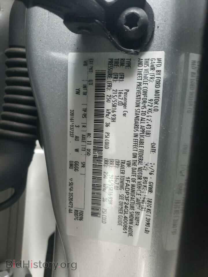 2016 FORD FOCUS - VIN: 1FADP3F24GL400861 - Фото 9