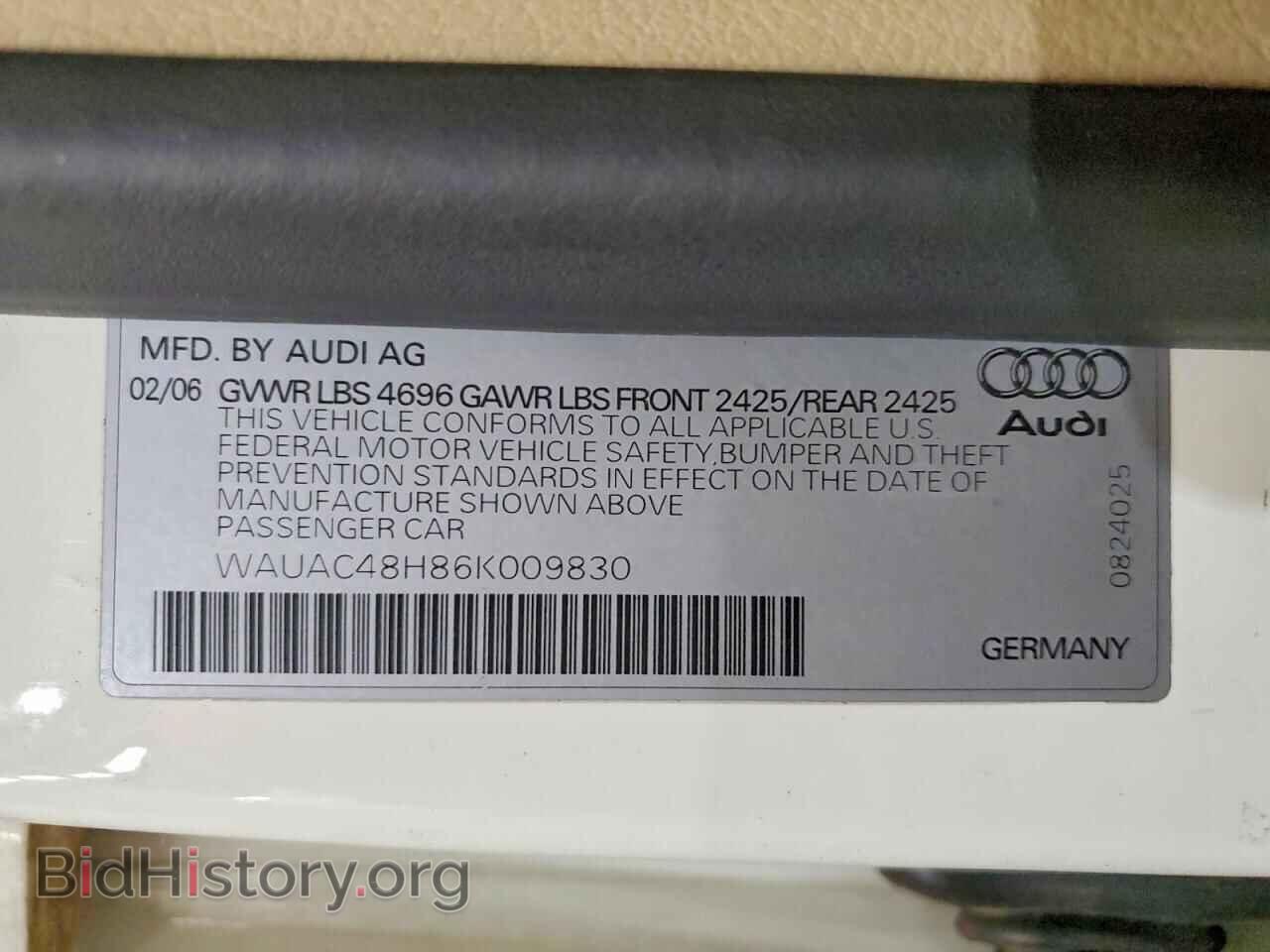 2006 AUDI A4 - VIN: WAUAC48H86K009830 - Фото 12