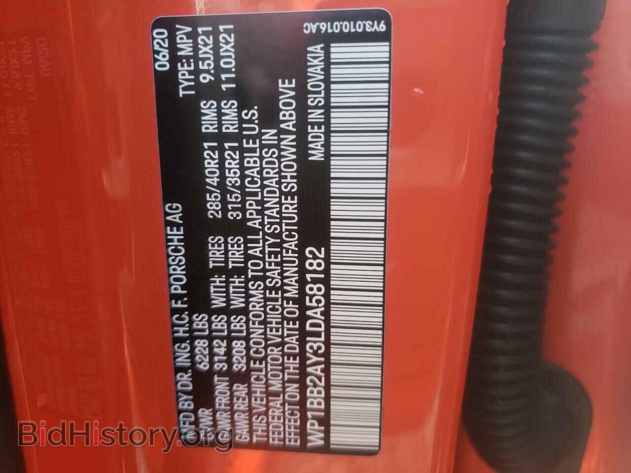 2020 PORSCHE CAYENNE - VIN: WP1BB2AY3LDA58182 - Фото 10