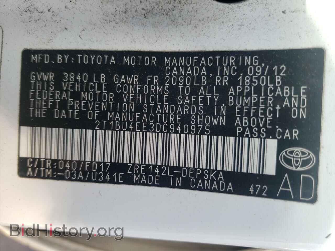 2013 TOYOTA COROLLA - VIN: 2T1BU4EE3DC940975 - Фото 10