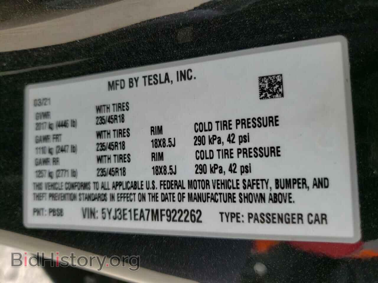 2021 TESLA MODEL 3 - VIN: 5YJ3E1EA7MF922262 - Photo 10