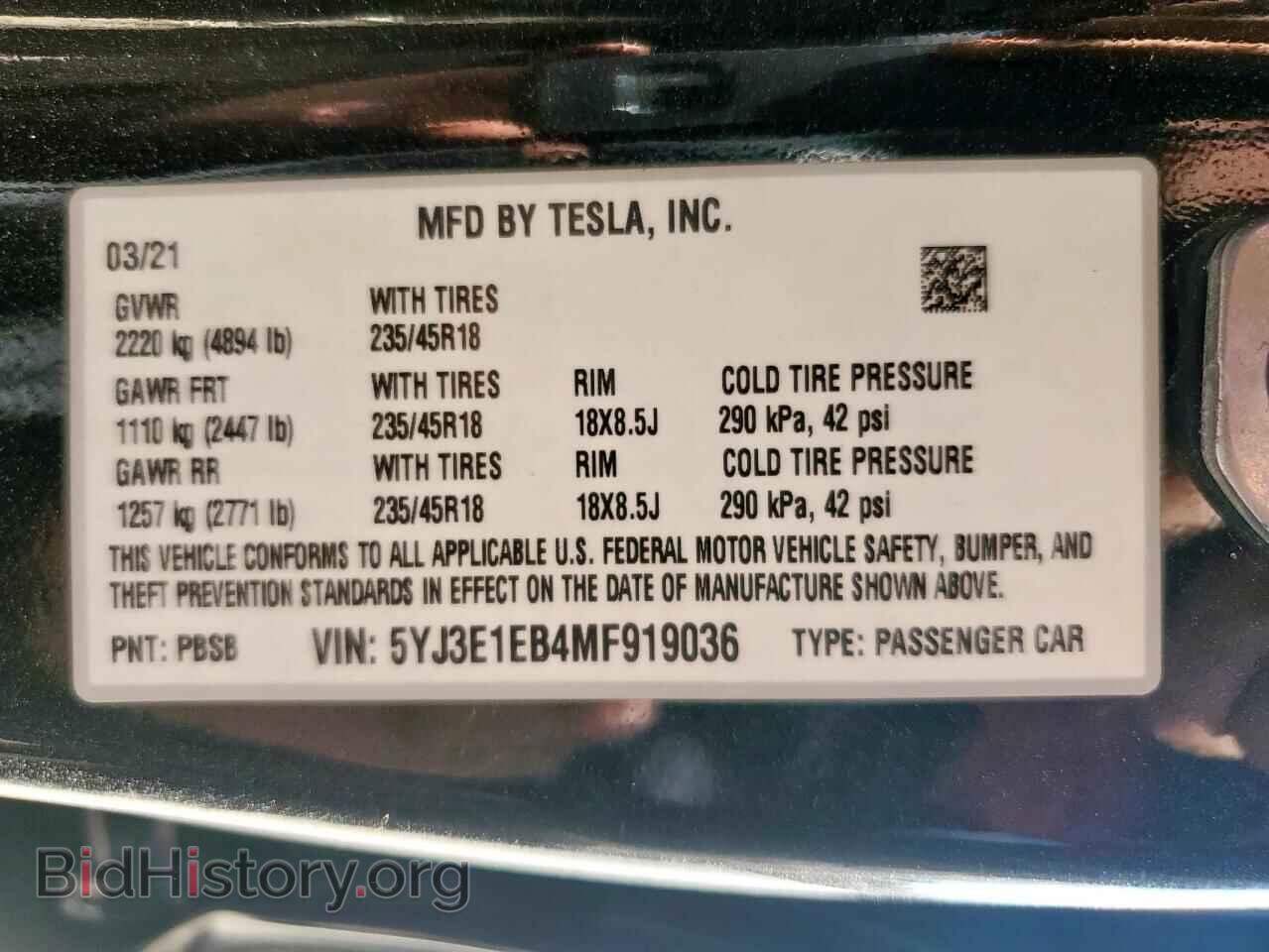2021 TESLA MODEL 3 - VIN: 5YJ3E1EB4MF919036 - Photo 12