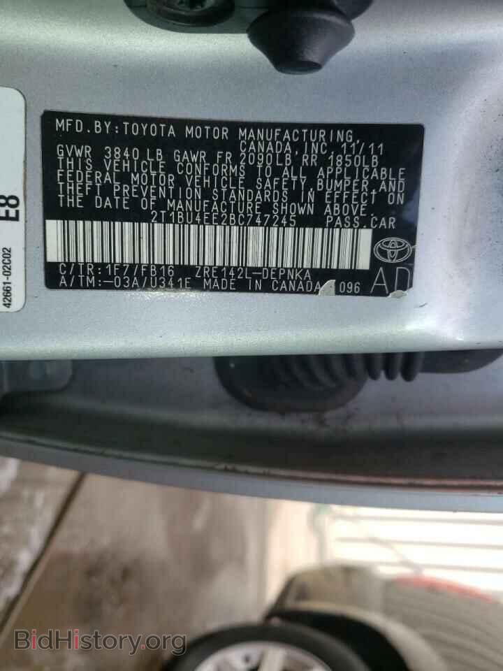 2011 TOYOTA COROLLA - VIN: 2T1BU4EE2BC747245 - Фото 10