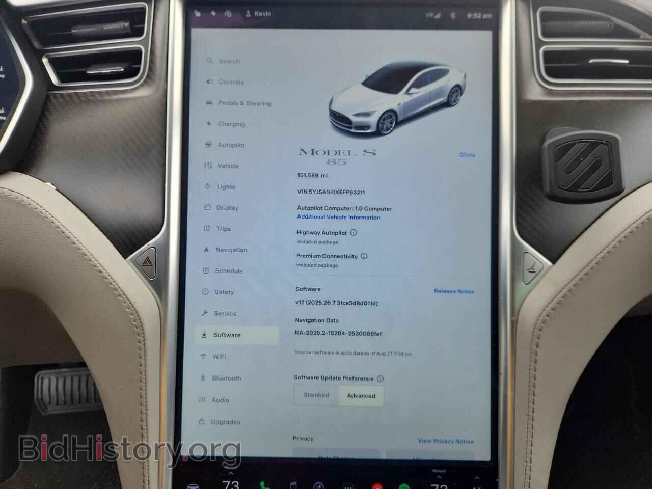 2014 TESLA MODEL S - VIN: 5YJSA1H1XEFP63211 - Photo 9