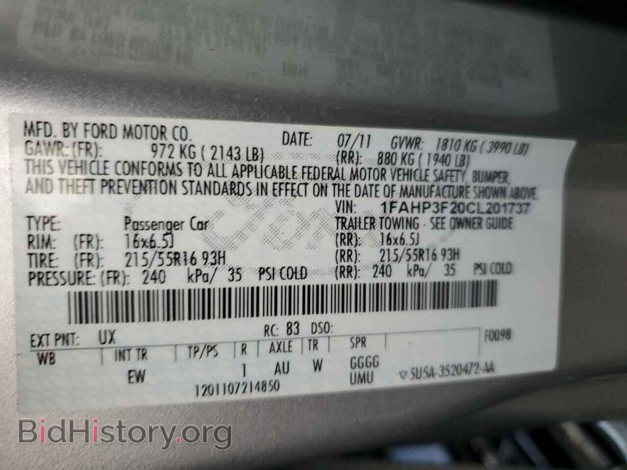 2012 FORD FOCUS - VIN: 1FAHP3F20CL201737 - Фото 12