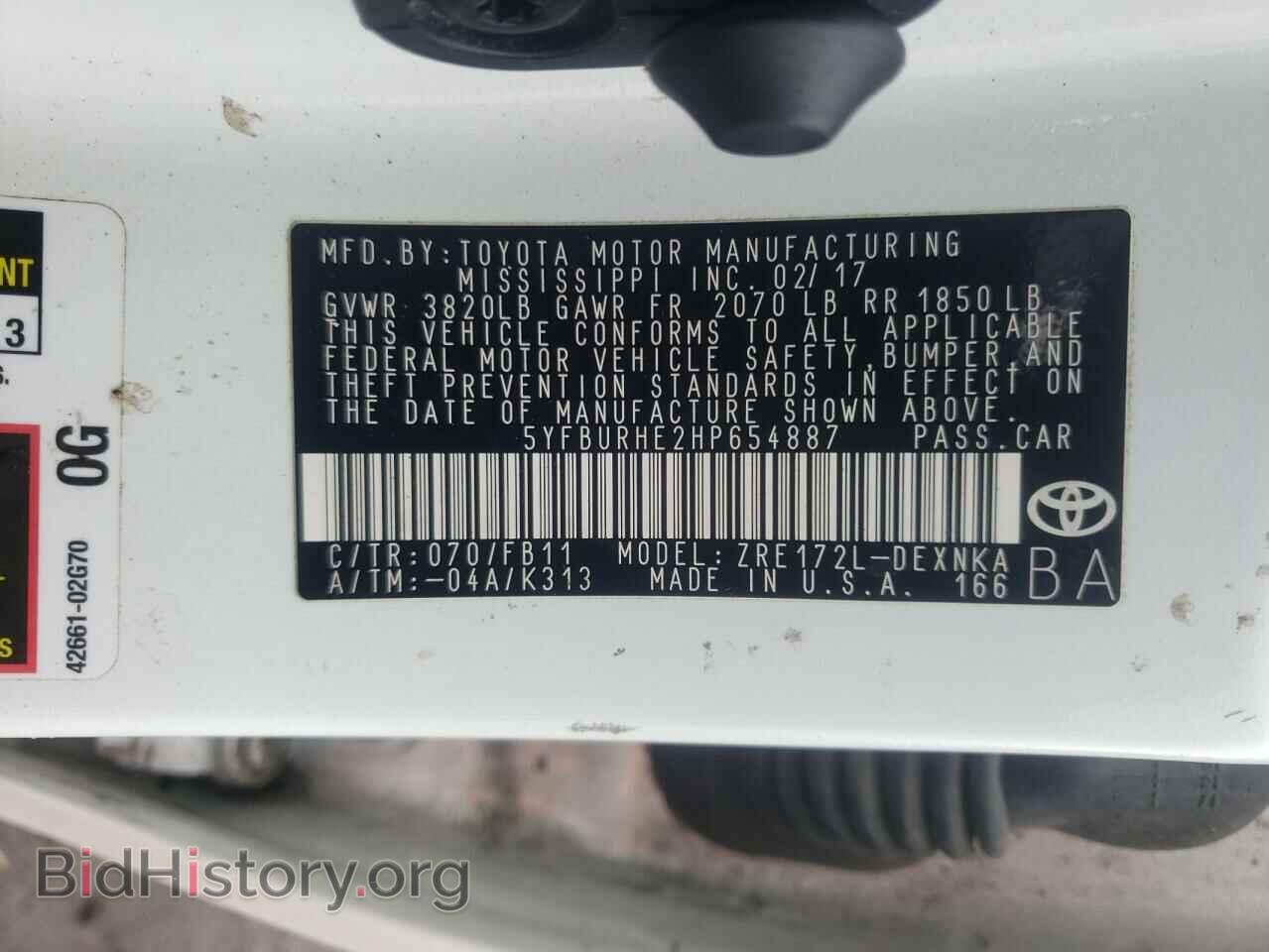 2017 TOYOTA COROLLA - VIN: 5YFBURHE2HP654887 - Фото 10