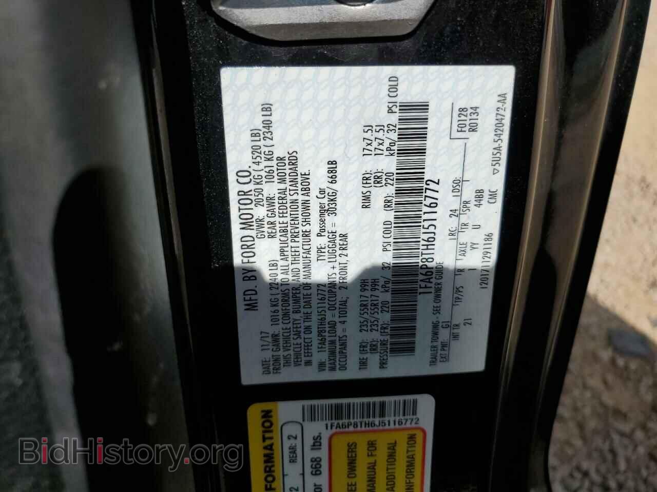 2018 FORD ALL Models - VIN: 1FA6P8TH6J5116772 - Фото 12