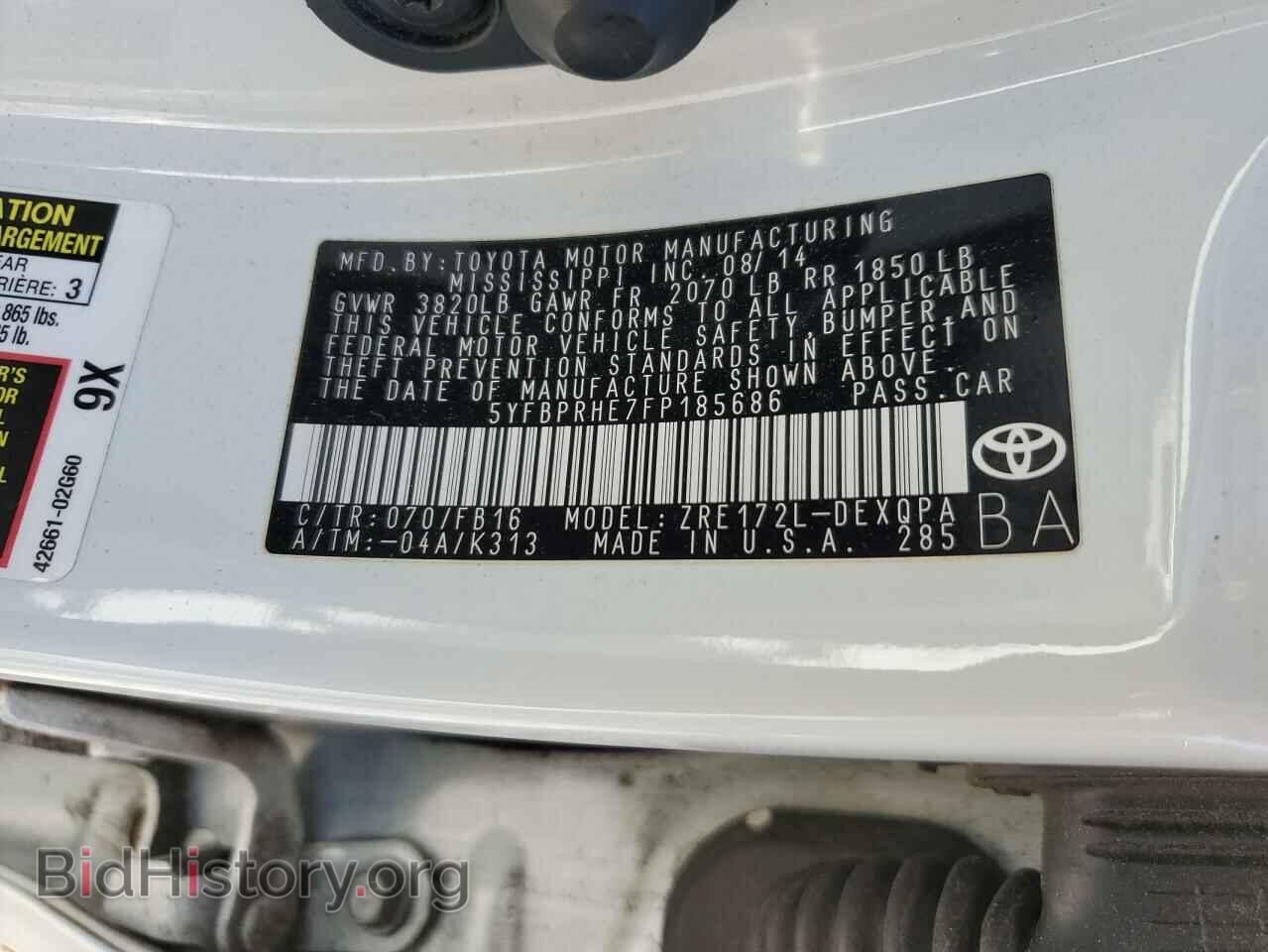 2015 TOYOTA COROLLA - VIN: 5YFBPRHE7FP185686 - Фото 12