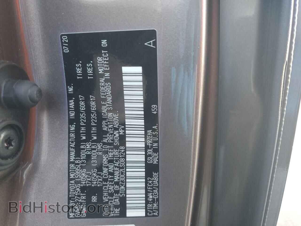 2020 TOYOTA All Models - VIN: 5TDKZ3DC2LS081248 - Фото 13