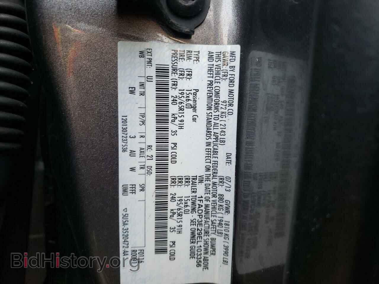 2014 FORD FOCUS - VIN: 1FADP3E29EL103356 - Фото 10