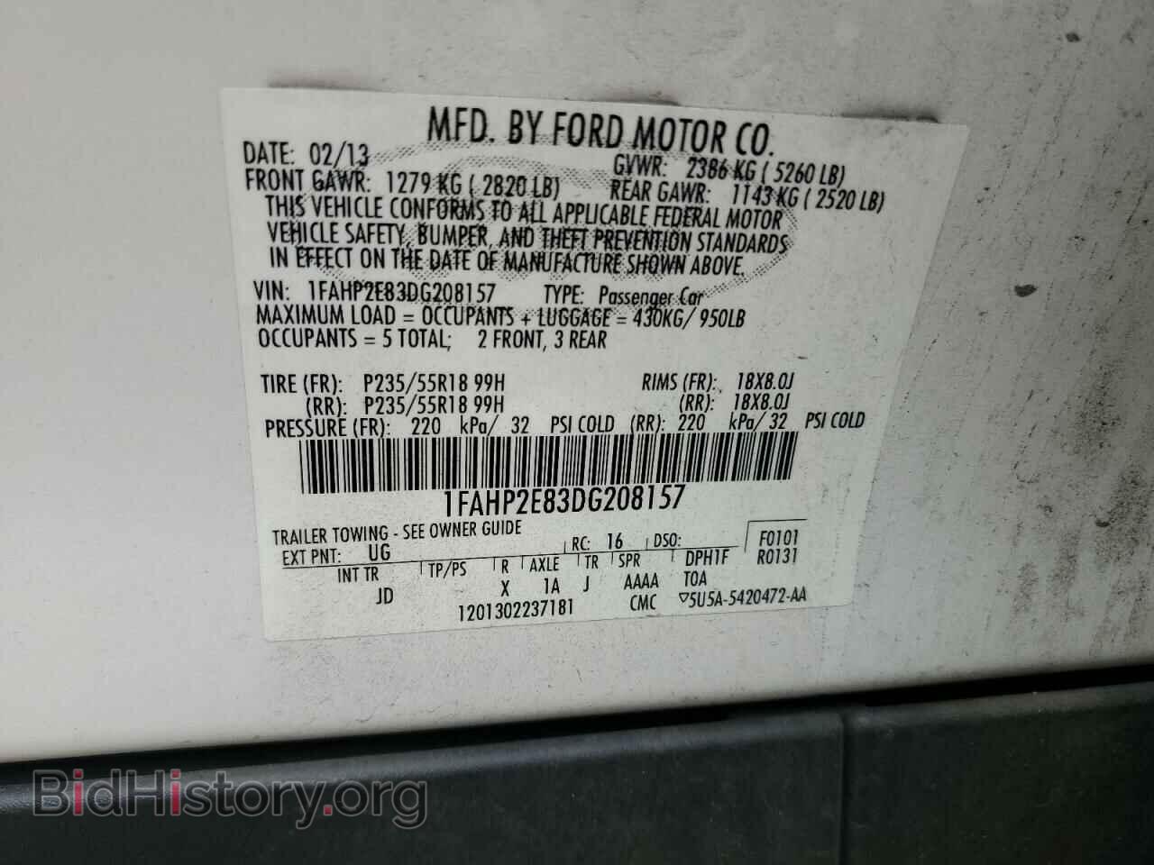 2013 FORD TAURUS - VIN: 1FAHP2E83DG208157 - Фото 12