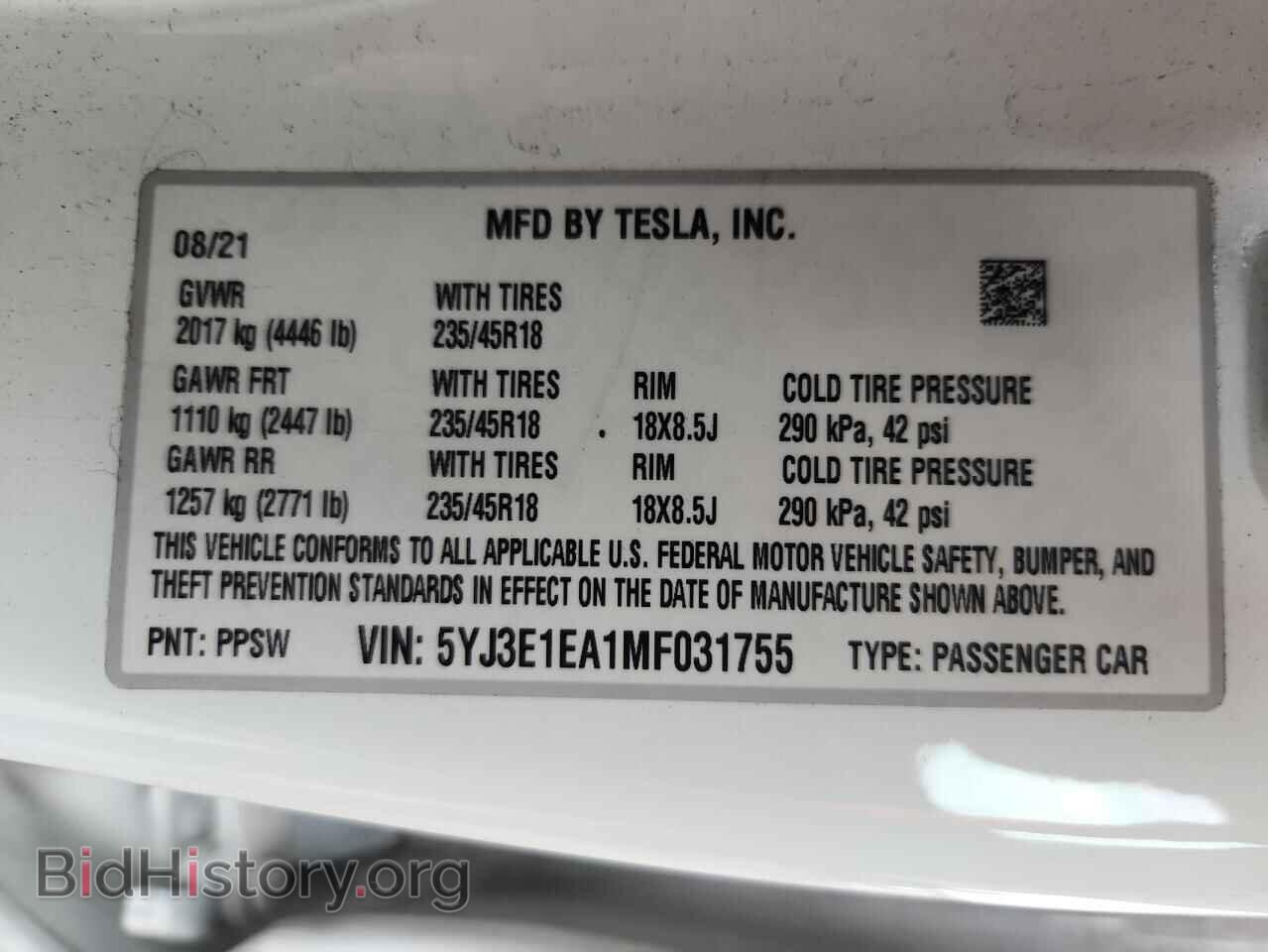 2021 TESLA MODEL 3 - VIN: 5YJ3E1EA1MF031755 - Фото 12