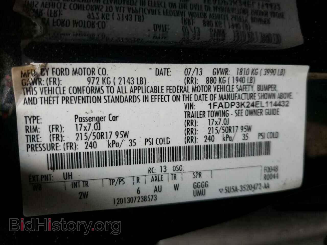 2014 FORD FOCUS - VIN: 1FADP3K24EL114432 - Фото 10