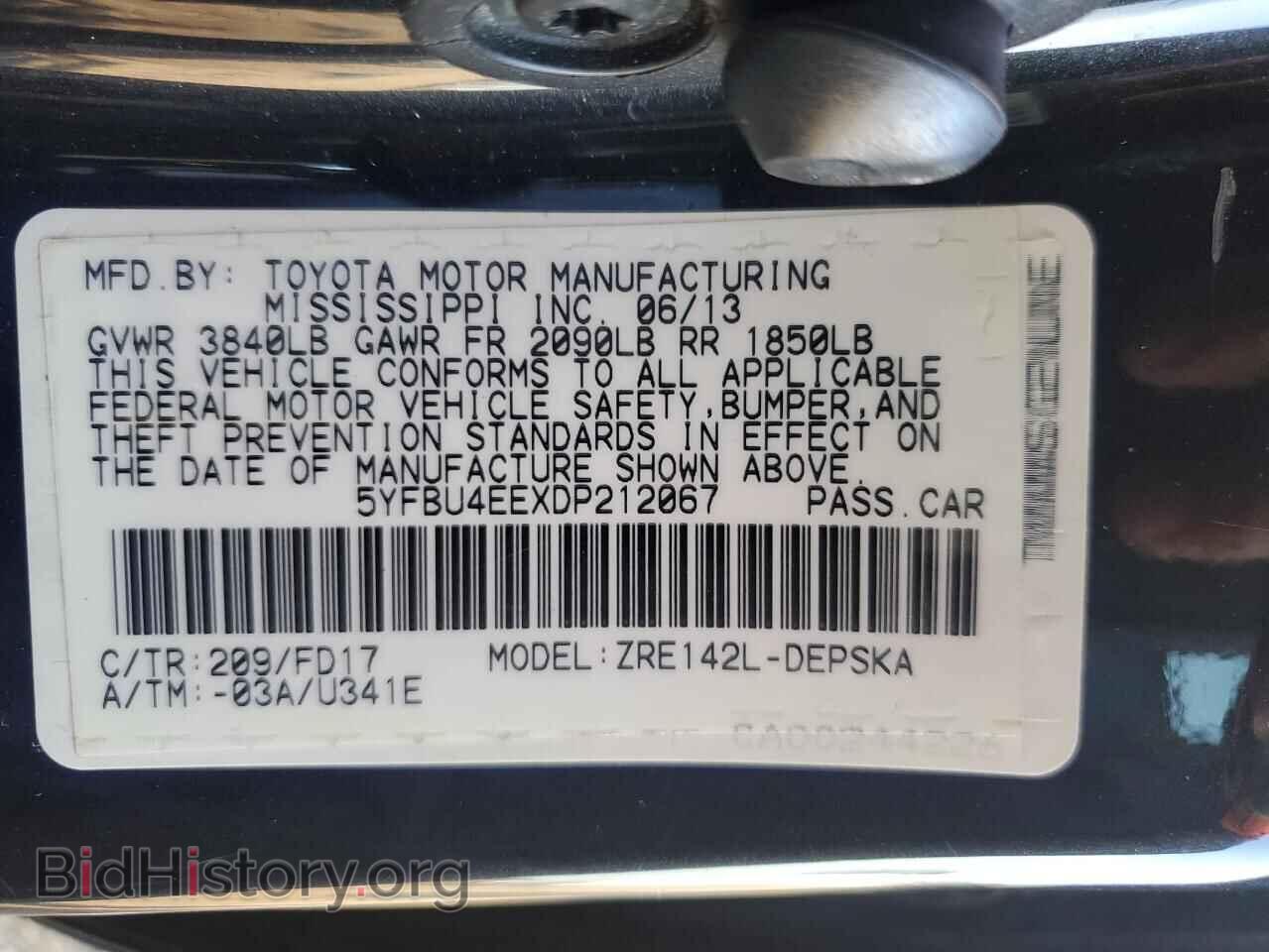 2013 TOYOTA COROLLA - VIN: 5YFBU4EEXDP212067 - Фото 12