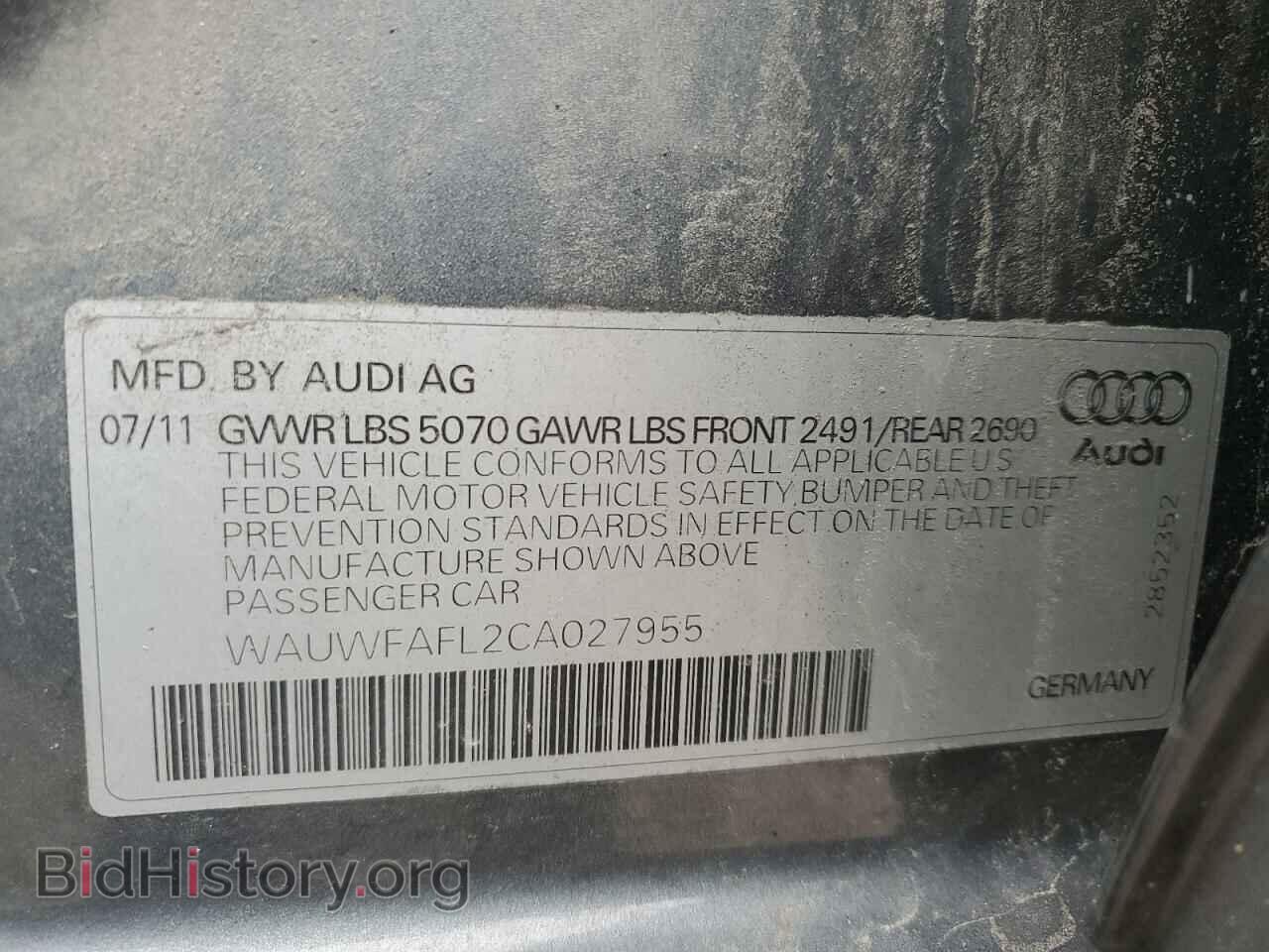 2012 AUDI A4 - VIN: WAUWFAFL2CA027955 - Фото 12