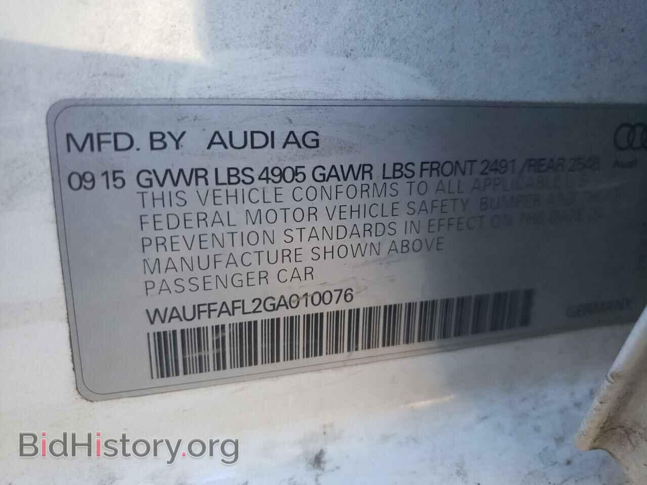 2016 AUDI A4 - VIN: WAUFFAFL2GA010076 - Фото 10