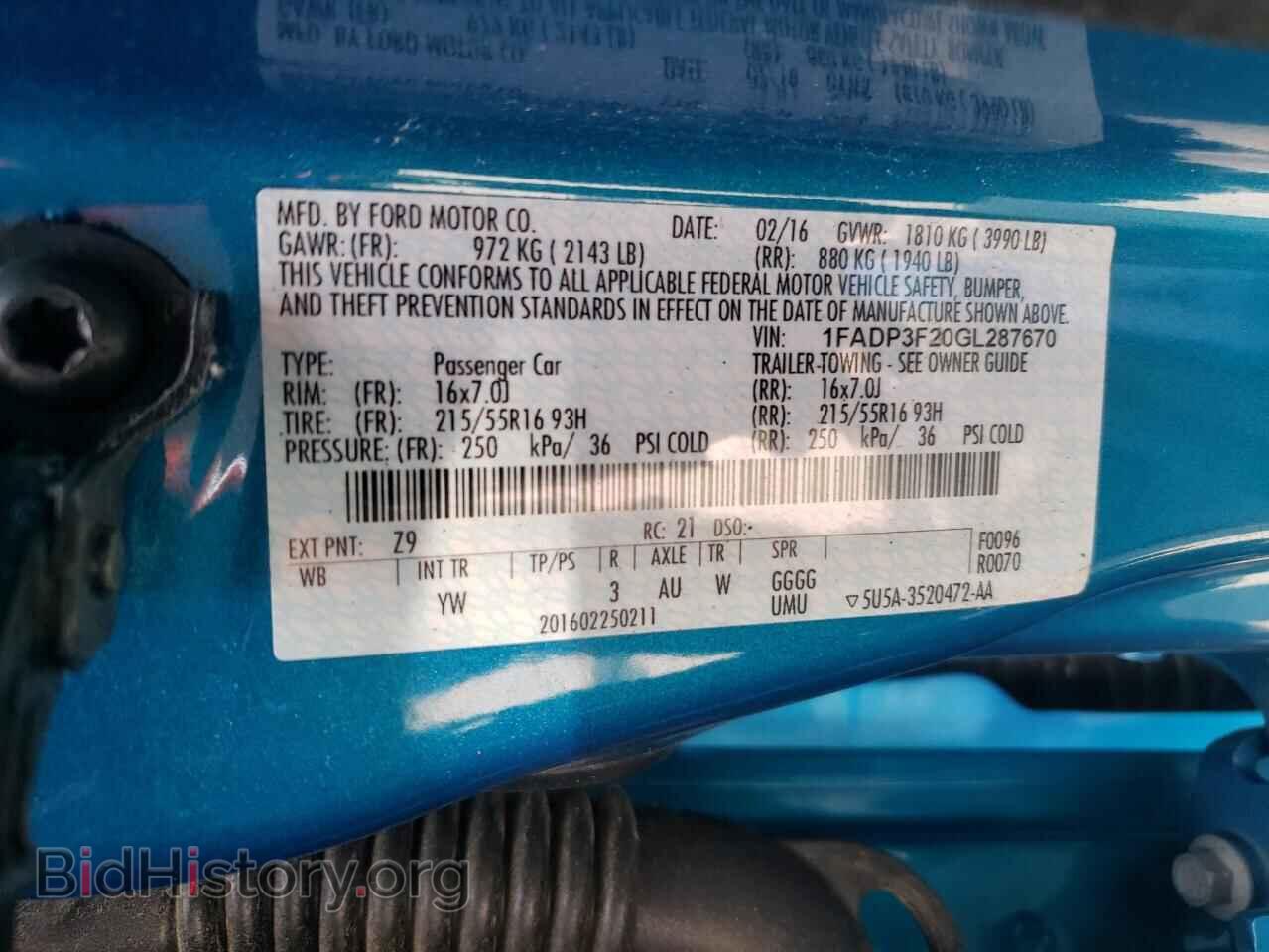 2016 FORD FOCUS - VIN: 1FADP3F20GL287670 - Фото 12