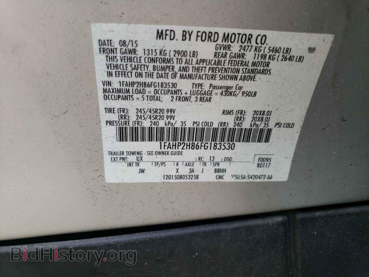 2015 FORD TAURUS - VIN: 1FAHP2H86FG183530 - Фото 12