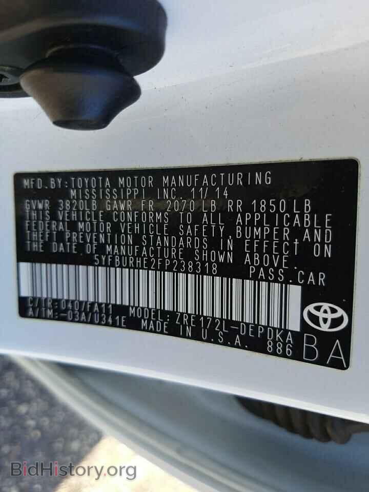 2015 TOYOTA COROLLA - VIN: 5YFBURHE2FP238318 - Фото 10