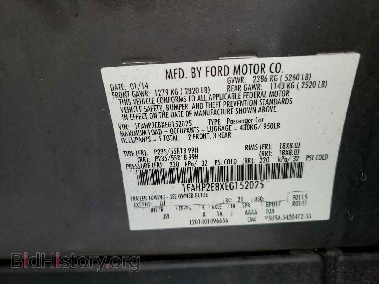 2014 FORD TAURUS - VIN: 1FAHP2E8XEG152025 - Фото 10