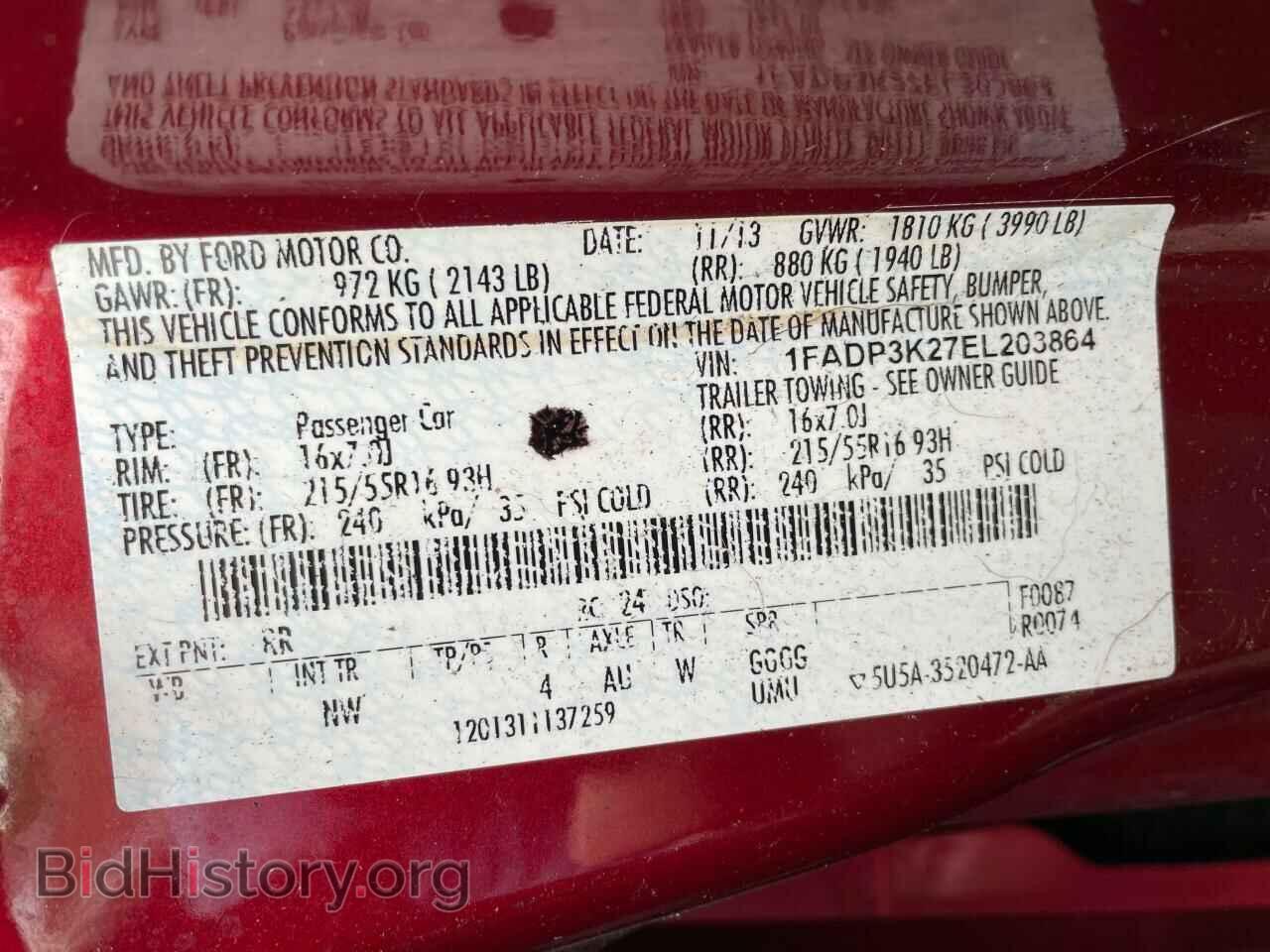 2014 FORD FOCUS - VIN: 1FADP3K27EL203864 - Фото 10