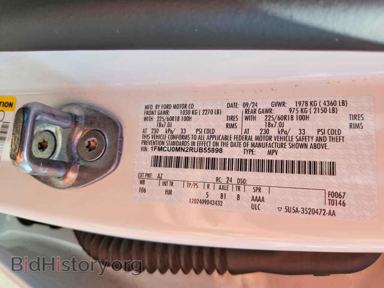 2024 FORD ESCAPE - VIN: 1FMCU0MN2RUB55898 - Фото 13