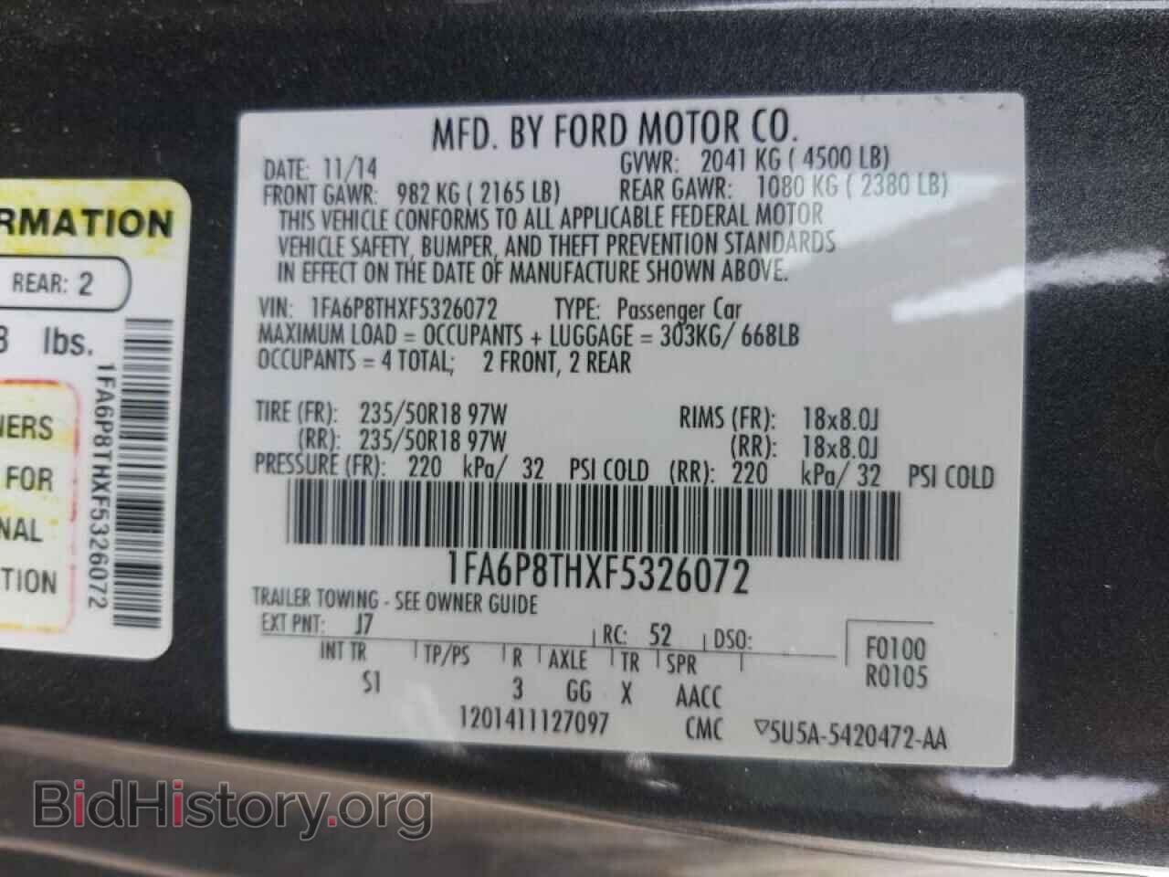 2015 FORD MUSTANG - VIN: 1FA6P8THXF5326072 - Фото 10
