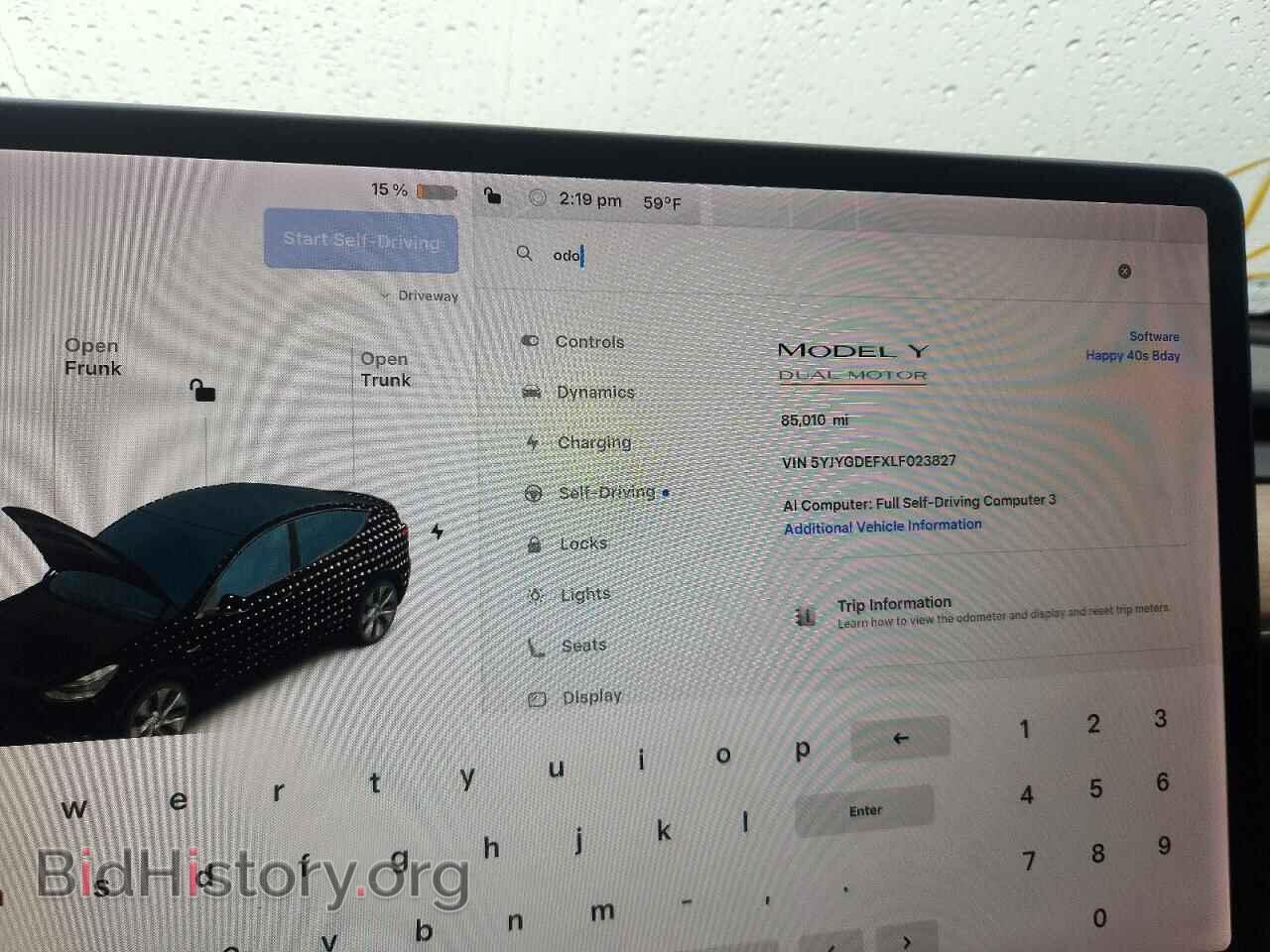 2020 TESLA MODEL Y - VIN: 5YJYGDEFXLF023827 - Photo 9