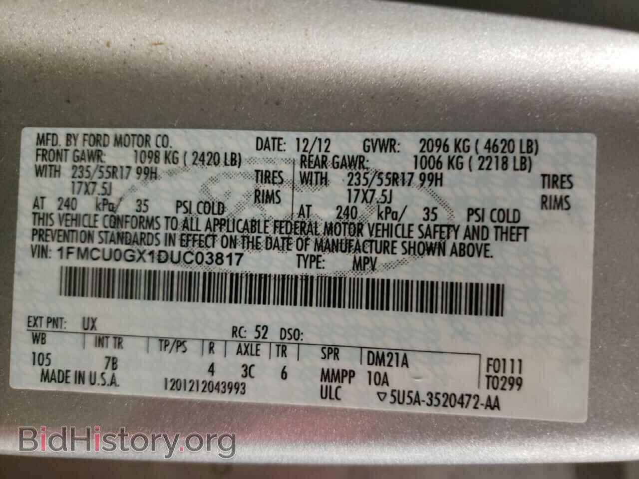 2013 FORD ESCAPE - VIN: 1FMCU0GX1DUC03817 - Photo 10