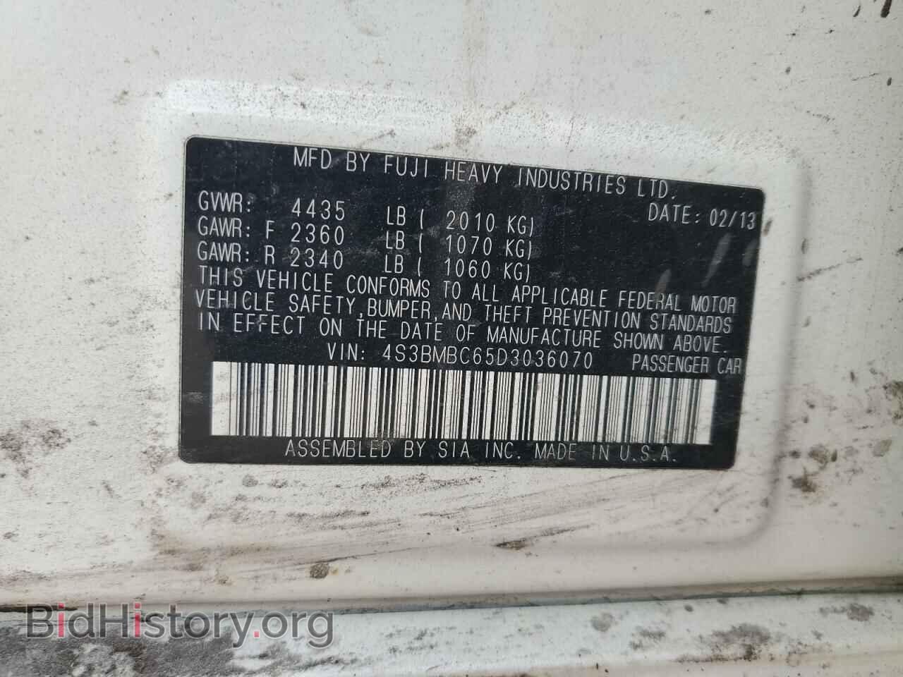 2013 SUBARU LEGACY - VIN: 4S3BMBC65D3036070 - Фото 12