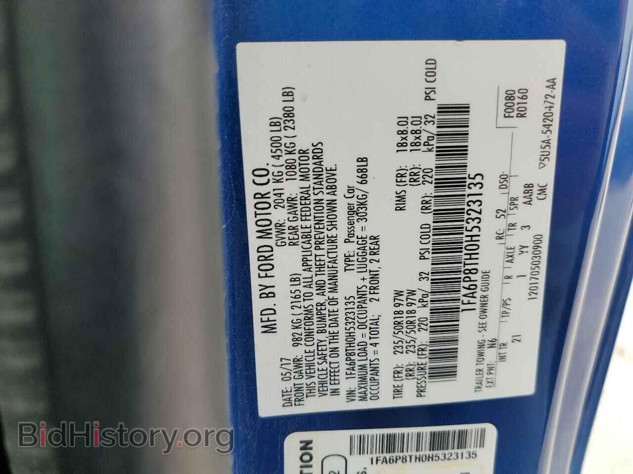 2017 FORD ALL Models - VIN: 1FA6P8TH0H5323135 - Фото 12