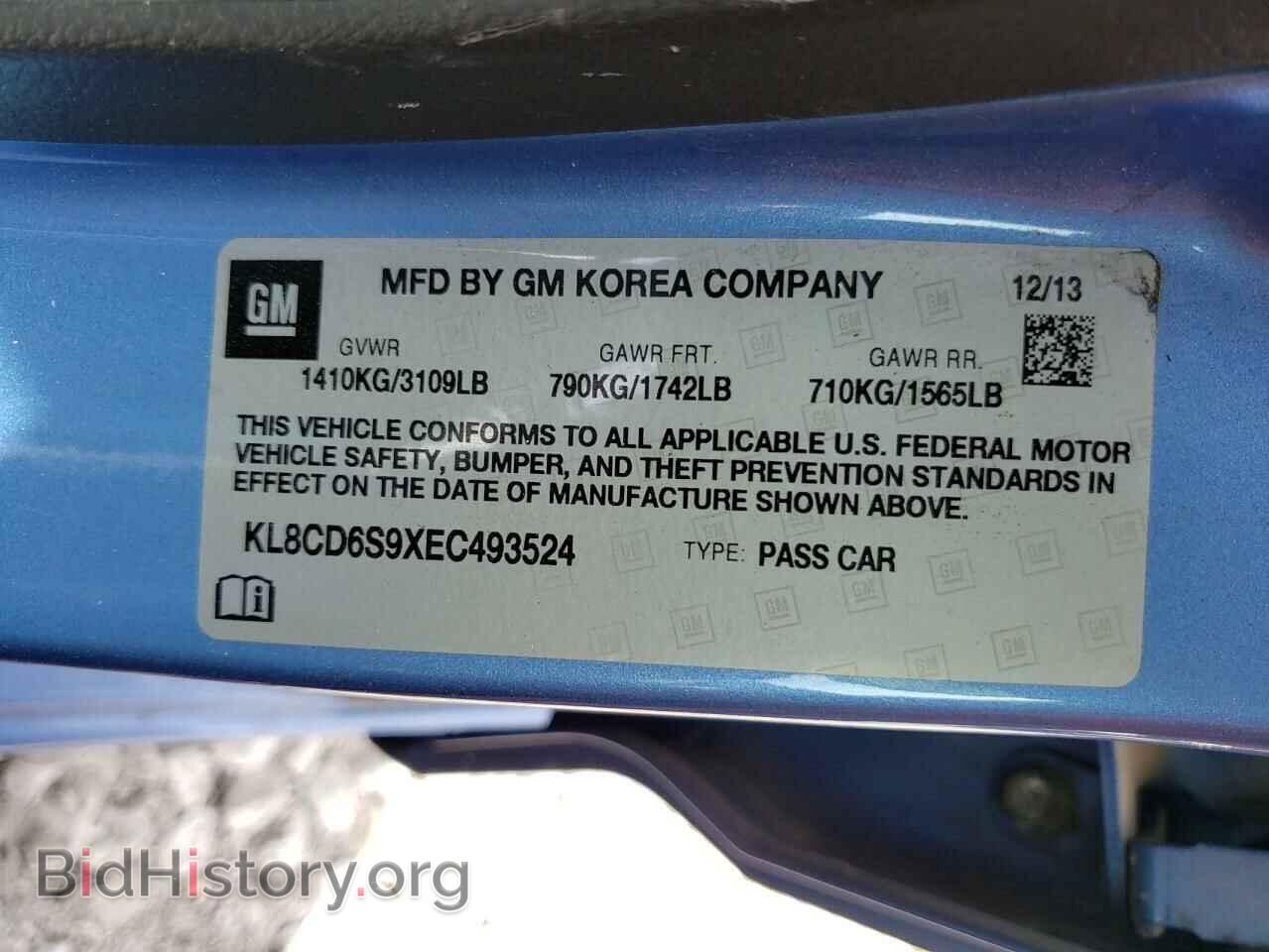 2014 CHEVROLET SPARK - VIN: KL8CD6S9XEC493524 - Фото 12