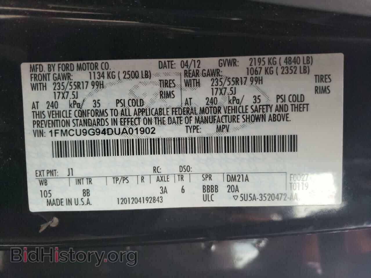 2013 FORD ESCAPE - VIN: 1FMCU9G94DUA01902 - Фото 13