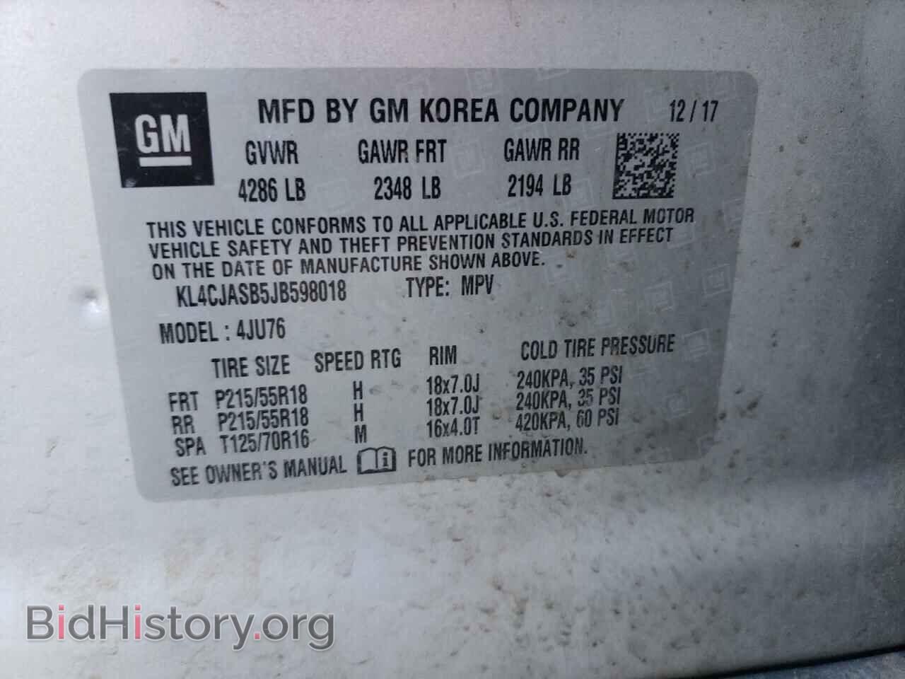 2018 BUICK ENCORE - VIN: KL4CJASB5JB598018 - Фото 12