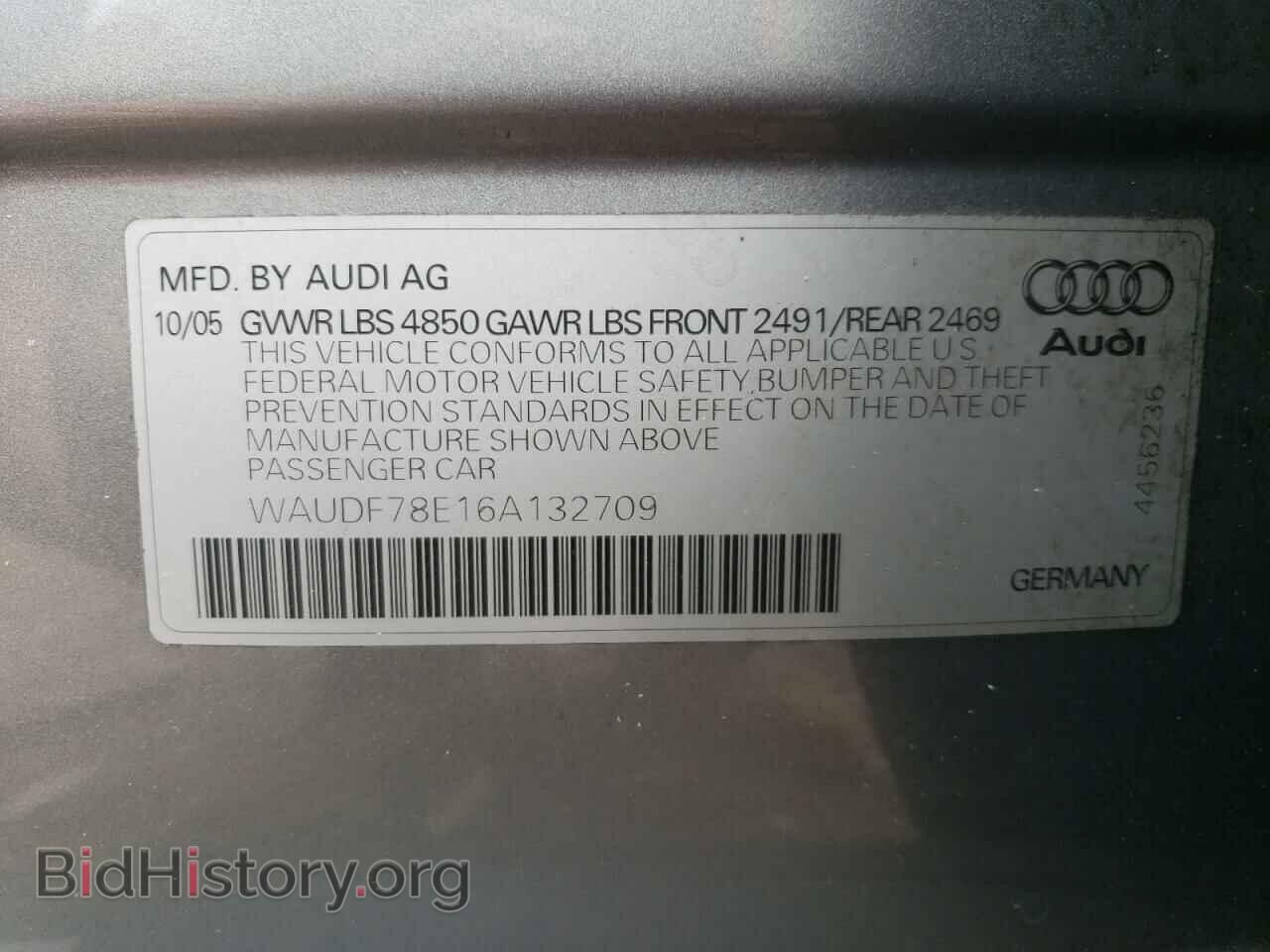 2006 AUDI A4 - VIN: WAUDF78E16A132709 - Фото 12