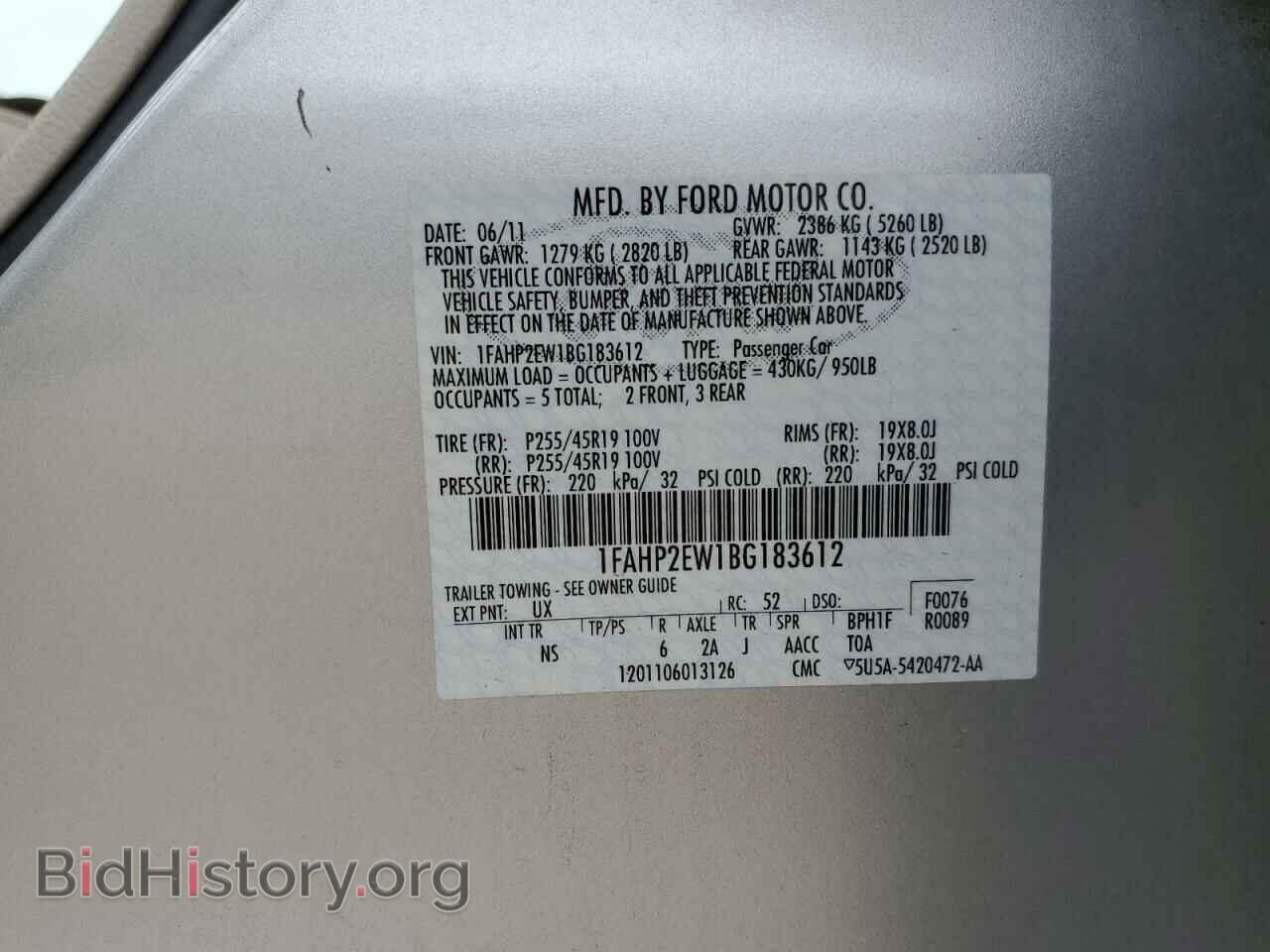 2011 FORD TAURUS - VIN: 1FAHP2EW1BG183612 - Фото 13