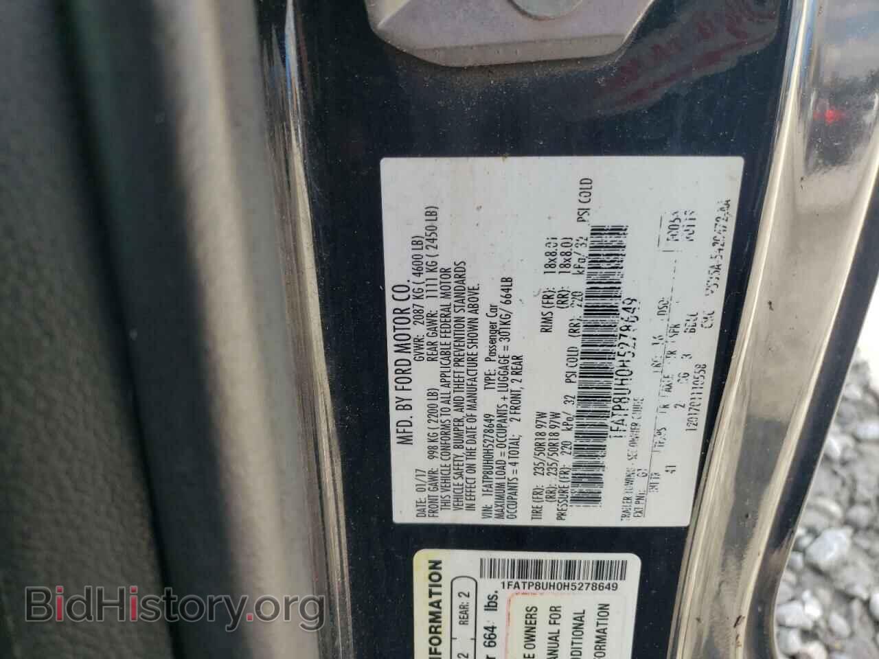 2017 FORD ALL Models - VIN: 1FATP8UH0H5278649 - Фото 12