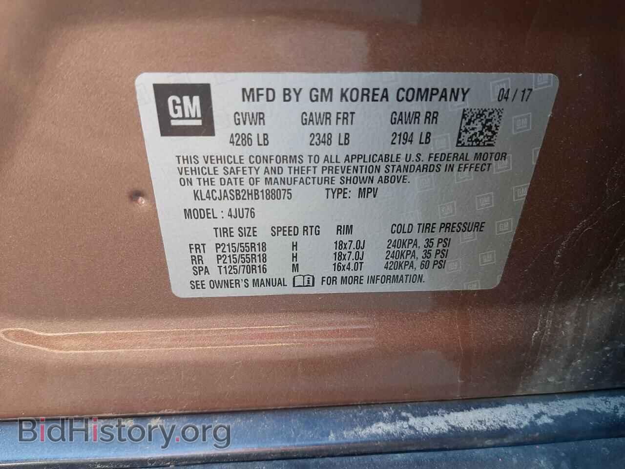 2017 BUICK ENCORE - VIN: KL4CJASB2HB188075 - Фото 10