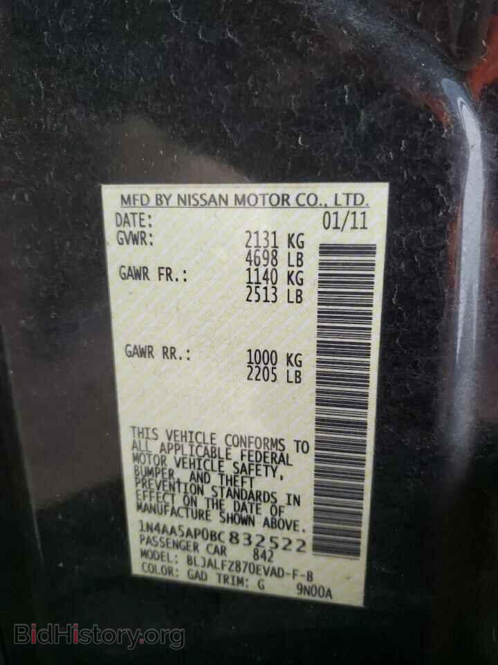 2011 NISSAN MAXIMA - VIN: 1N4AA5AP0BC832522 - Фото 10