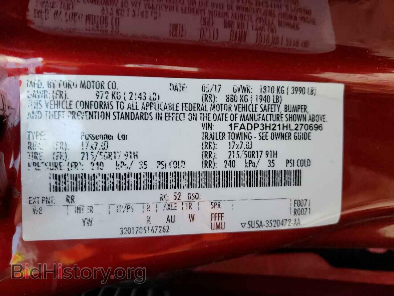 2017 FORD FOCUS - VIN: 1FADP3H21HL270696 - Фото 10