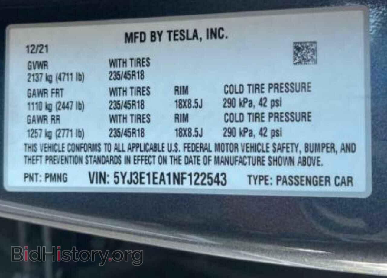 2022 TESLA MODEL 3 - VIN: 5YJ3E1EA1NF122543 - Photo 10