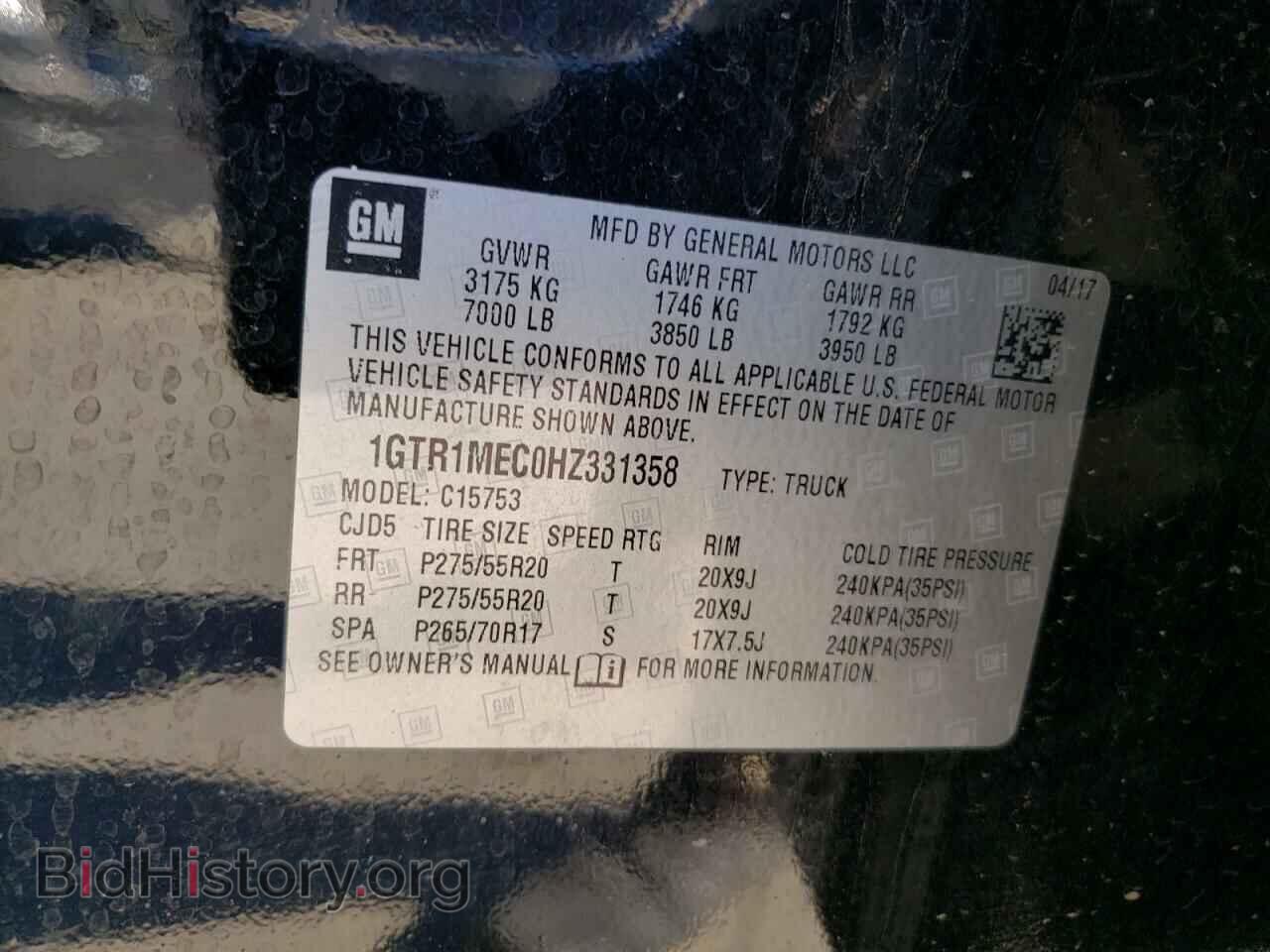 2017 GMC SIERRA - VIN: 1GTR1MEC0HZ331358 - Фото 10